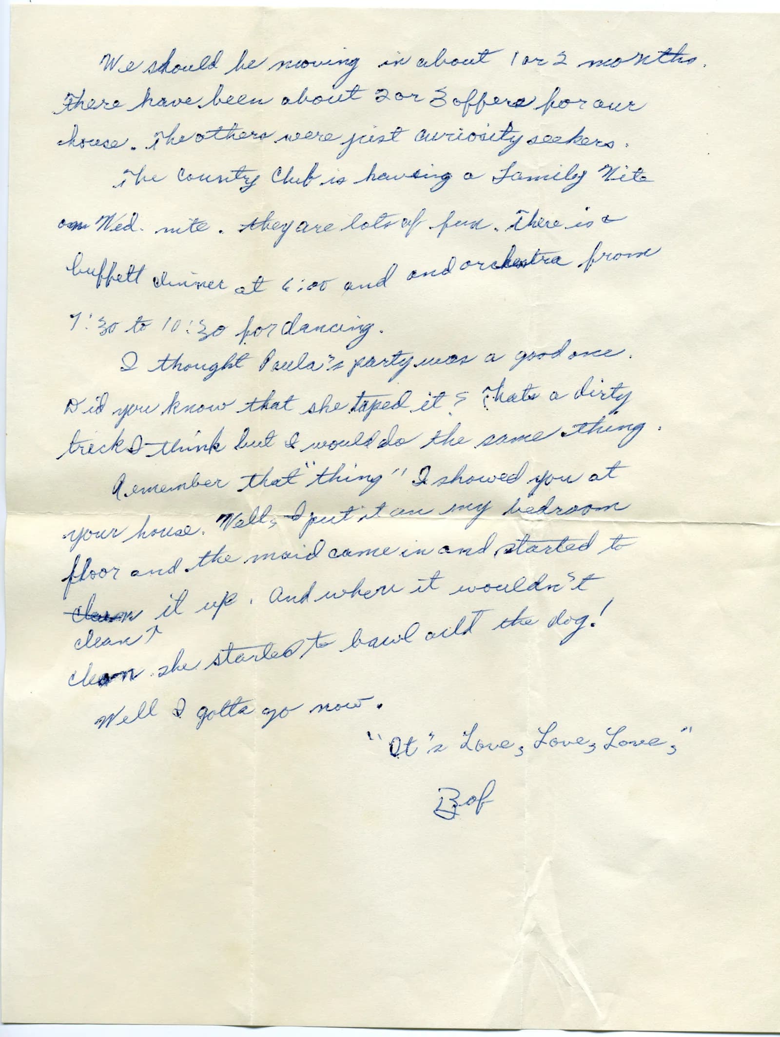 Second page of Bob's August 27, 1957 letter to Fran